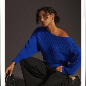 Anthropologie Ribbed Pullover Sweater in Cobalt Blue